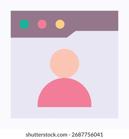 Icono de Perfil de usuario mostrado en la ventana del navegador, icono de estilo plano de Vector aislado. 