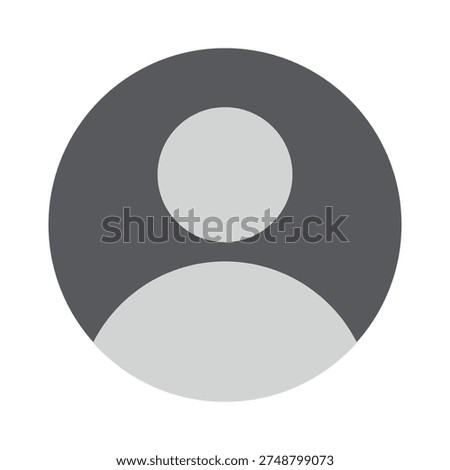 User profile icon in flat style vector silhouette for avatar or default account image. Blank person avatar icon design for profile picture. Default anonymous user portrait illustration. 