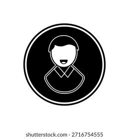 Icono de perfil de usuario aislado sobre fondo blanco, símbolo de avatar plano dentro del círculo para conceptos de Cuenta, perfil, Inicio de sesión, miembro y identidad personal en App y Sitios web.