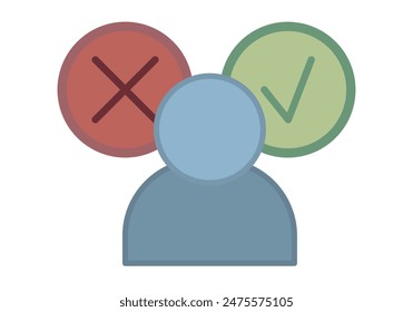 User profile icon making decisions to accept or reject