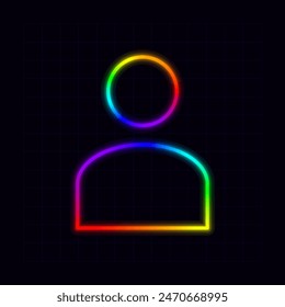 Icono de perfil de usuario, imágenes de arco iris de neón, gráficos de malla degradada, estética colorida brillante.