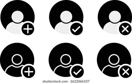  user profile icon. Profile picture. Person symbol.  add, approved icon collection. Avatar icons
