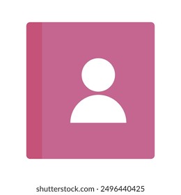 User profile icon. Pink contact book. Simple vector illustration. Minimalistic design.