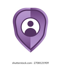 Icono de perfil de usuario. Forma de escudo púrpura. Símbolo de Cuenta personal. Avatar de privacidad de Vector.