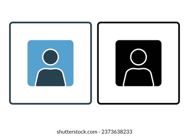 Icono de perfil de usuario. Icono relacionado con Identidad. Adecuado para el diseño de sitios web, aplicación, interfaz de usuario, interfaces de usuario. Estilo de icono sólido. Diseño de vector simple editable