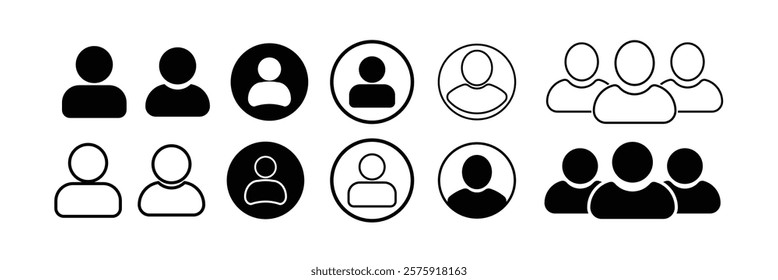 User profile icon set. Account icon.  avatars, people, change photos, settings. Profile, people silhouette. person, sign up button vector collection.