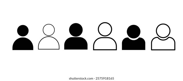 User profile icon set. Account icon.  avatars, people, change photos, settings. Profile, people silhouette. person, sign up button vector collection.