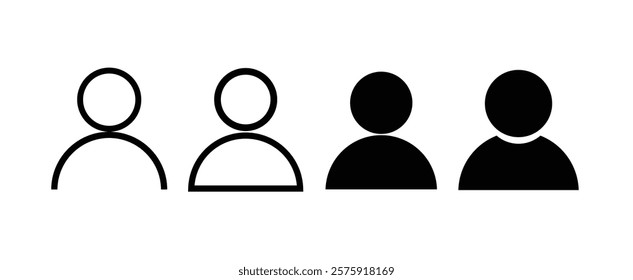 User profile icon set. Account icon.  avatars, people, change photos, settings. Profile, people silhouette. person, sign up button vector collection.