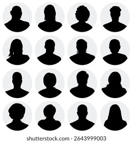 User profile icon set. profile avatar icon vector, User account profile black circle in flat style , social media profile photo icon symbol