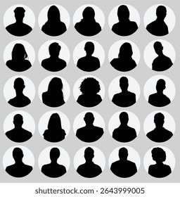 User profile icon set. profile avatar icon vector, User account profile black circle in flat style , social media profile photo icon symbol