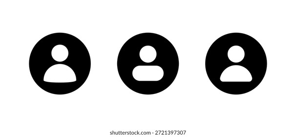 Benutzerprofil-Symbol im schwarzen Kreisformat. Account-Avatar-Symbol einzeln auf weißem Hintergrund