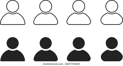 user profile icon set. Different style profile icons collection. Avatar symbol. User account sign