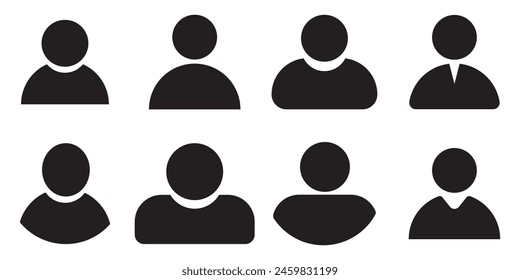 User Profile icon set. Monochrome People sign. account symbol. Leader  set, set of User Icon. Profile icon. Monochrome icon. People sign. account user symbol. Leader and workers People set,