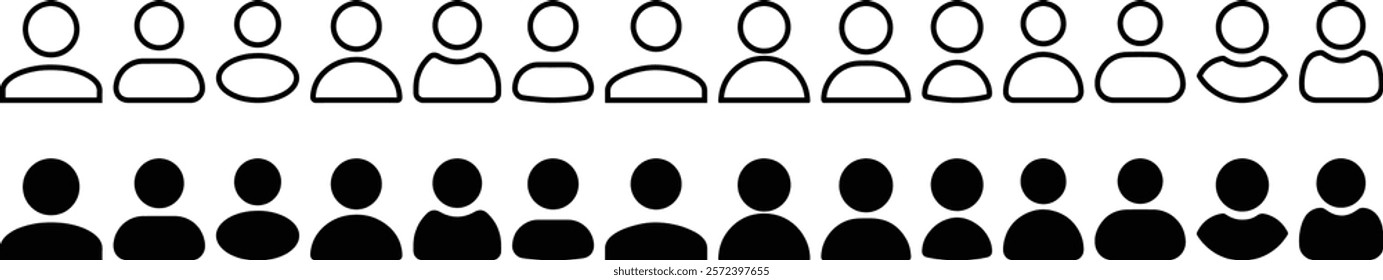 User Profile Icon set. Monochrome People sign. account symbol. Leader and workers. People icon set in trendy flat style. Team logo. Icon for business card  design. Vector design