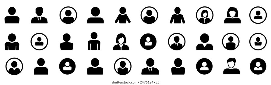 User profile icon set. Profile, people silhouette, person, avatar, sign up button vector collection.