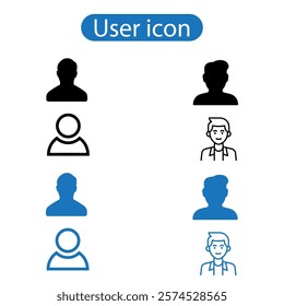 User profile icon set. Profile, people silhouette, person, avatar, sign up button vector art illustration on white background.
