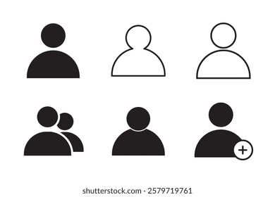 User profile icon set. Profile, people silhouette, person, avatar, sign up button vector collection.