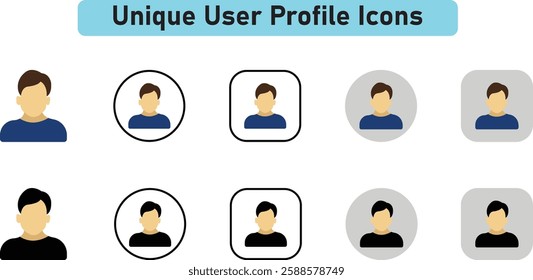 User profile icon set. people, profile, person, sign up button vector collection.