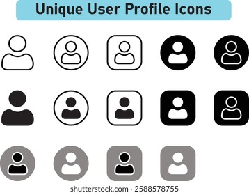 User profile icon set. people, profile, person, sign up button vector collection.