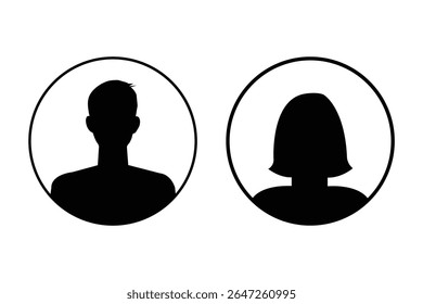 User profile icon set. Profile, people silhouette, person, avatar, sign up button vector collection. Profile user icons set. Person profile avatar with account symbol. Black Flat vectors. User ID. 