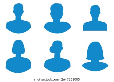 User profile icon set. Profile, people silhouette, person, avatar, sign up button vector collection. Profile user icons set. Person profile avatar with account symbol. Black Flat vectors. User ID. 