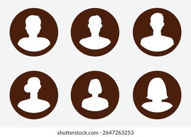 Conjunto de iconos de perfil de usuario. Perfil, silueta de la gente, persona, avatar, colección de Vector de Botón Registrarse. Conjunto de iconos de usuario. Avatar de usuario de línea y glifo. Icono de usuario de Perfil. Adecuado para perfiles de redes sociales.