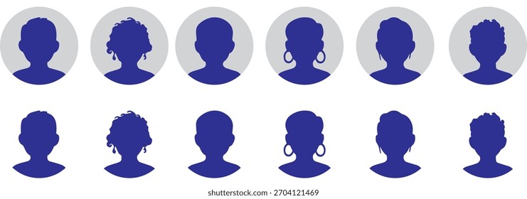 Conjunto de iconos de perfil de usuario. Perfil, silueta de la gente, persona, avatar, Registrarse Iconos para los conceptos de redes sociales. Perfil y personas, icono de usuario para el Sitio web, silueta y más. Ilustración vectorial
