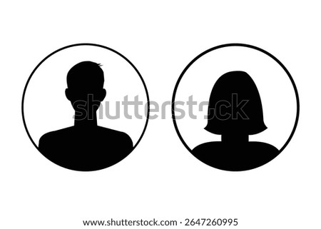 User profile icon set. Profile, people silhouette, person, avatar, sign up button vector collection. Profile user icons set. Person profile avatar with account symbol. Black Flat vectors. User ID. 