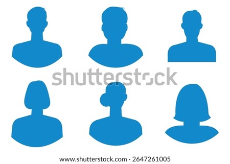 User profile icon set. Profile, people silhouette, person, avatar, sign up button vector collection. Profile user icons set. Person profile avatar with account symbol. Black Flat vectors. User ID. 