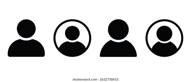 User profile icon set, Person icon, Flat silhouette and avatar symbols vector illustration