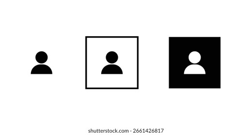Conjunto de iconos de Perfil de usuario Silueta, variantes enmarcadas y rellenas para diseño de interfaz