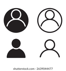 User Profile Icon Set: Solid and Outline Avatar Symbols for Web and Apps