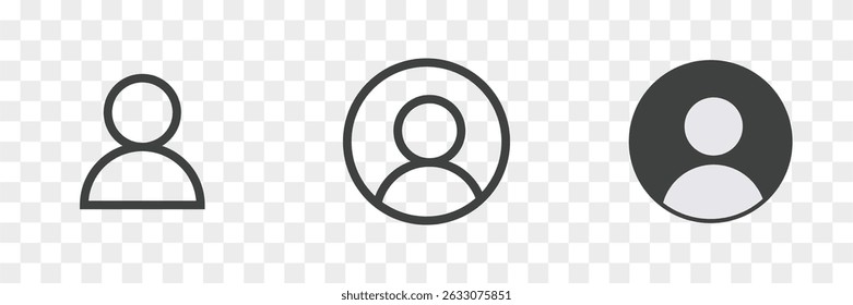 User profile icon set,Avatar or person icon,Black Outline User Icon, Profile picture, Circle button with avatar photo, User profile symbol, user sign,symbol transparent background. vector illustration