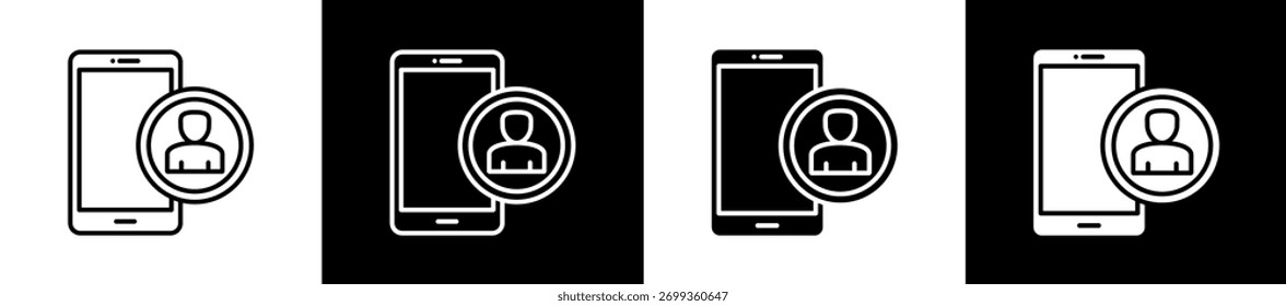 ícone Perfil de Usuário folha de vários estilos de coleção