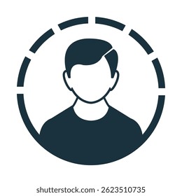 User profile icon showing person inside dashed circle