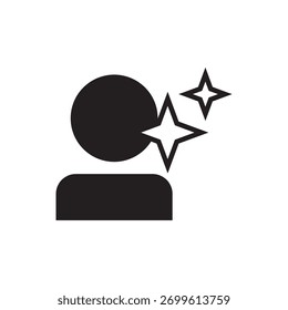 Icono de perfil de usuario con destellos que representan un servicio premium o de calidad.