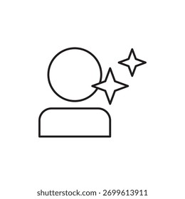 Ícone de perfil de usuário com faíscas representando um serviço premium ou de qualidade.
