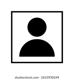 User profile icon. Square avatar frame. Generic person symbol. Vector account picture.