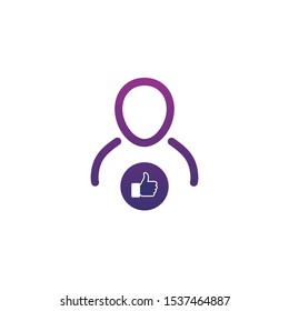 User profile icon with thumb up. Stock Vector illustration isolated on white background