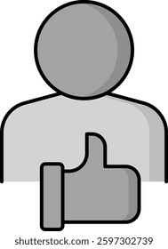 User profile icon with a thumbs-up representing verified approval, decision validation, authentication, and trust-based access