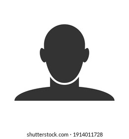 User profile icon vector. Avatar portrait symbol. Flat shape person sign logo. Black silhouette isolated on white background.