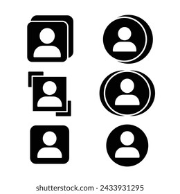 Icono de perfil de usuario vector. Símbolo de retrato de avatar. Logo de la persona de forma plana. Silueta negra aislada sobre fondo blanco.
