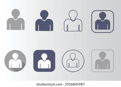 User profile icon vector. Avatar or person icon. Profile picture, portrait symbol. Neutral gender silhouette. Circle button with avatar photo. Blank profile silhouette.