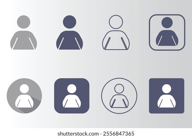 User profile icon vector. Avatar or person icon. Profile picture, portrait symbol. Neutral gender silhouette. Circle button with avatar photo. Blank profile silhouette.
