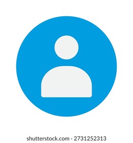 Ilustração vetorial do ícone do perfil do usuário, símbolo redondo minimalista do avatar para a interface da IU da mídia social e da Web, sinal da pessoa azul isolado no fundo branco, botão profissional da conta do membro.