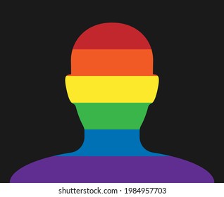 User profile icon vector. Rainbow color stripe pattern. Avatar portrait sihlouette. Flat shape person sign logo.