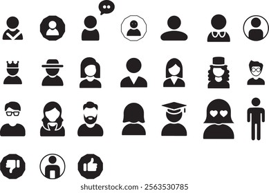 User profile icon vector set. Profile, avatar, people, man, women, friend, family, silhouette vector collection