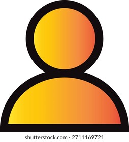 Icono de perfil de usuario con degradado amarillo-naranja. Representa Cuenta, avatar, perfil e identidad personal.