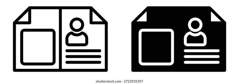 ícones de perfil de usuário em documentos,Conjunto de designs de ícones de avatar,Conjunto de ícones de usuário. Avatar de usuário de linha e glifo. Ícone de usuário do perfil