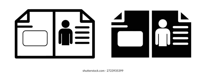 ícones de perfil de usuário em documentos,Conjunto de designs de ícones de avatar,Conjunto de ícones de usuário. Avatar de usuário de linha e glifo. Ícone de usuário do perfil